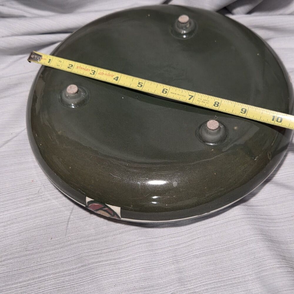 Weller Pottery Green Rosemont Large Shallow Tri-Foot Flower Bowl Plant Dish - Picture 10 of 13
